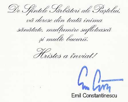 Felicitarea Presedintelui Emil Constantinescu